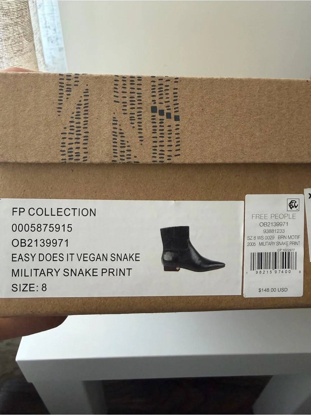 FREE PEOPLE Easy Does It Vegan Snake Print Snip Toe Ankle Boots-Size 7, 7.5 & 8